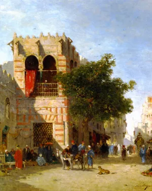 A Busy Street - Cairo by Narcisse Berchere - Oil Painting Reproduction