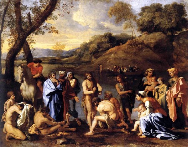 Oil Painting Reproduction St John the Baptist Baptizes the People by Nicolas Poussin