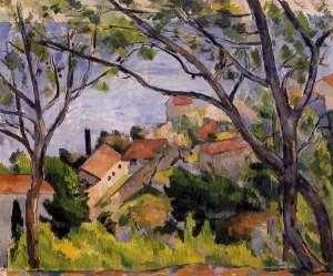 L'Estaque, View through the Trees by Paul Cezanne - Oil Painting Reproduction