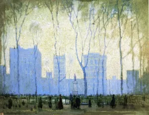 Bryant Park by Paul Cornoyer - Oil Painting Reproduction