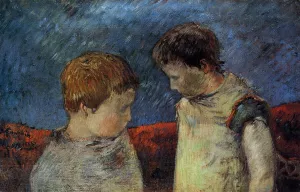 Aline Gauguin and One of Her Brothers by Paul Gauguin - Oil Painting Reproduction