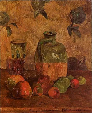 Apples, Jug, Iridescent Glass by Paul Gauguin - Oil Painting Reproduction
