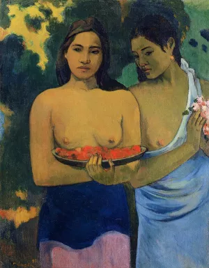 Two Tahitian Women by Paul Gauguin - Oil Painting Reproduction
