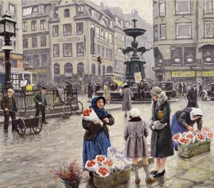 A Bunch of Red Tulips by Paul-Gustave Fischer - Oil Painting Reproduction