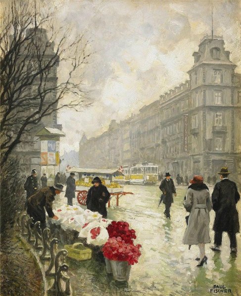 Oil Painting Reproduction The Flower Market II by Paul-Gustave Fischer