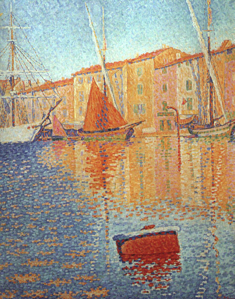 Oil Painting Reproduction Red Buoy also known as Harbour at Saint Tropez by Paul Signac