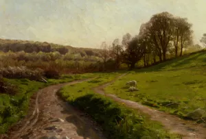 A Country Field by Peder Mork Monsted - Oil Painting Reproduction