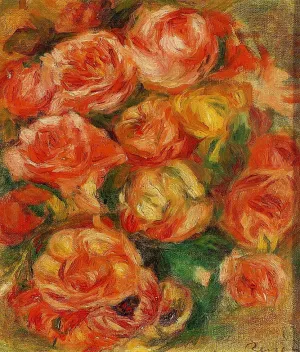 A Bowlful of Roses by Pierre-Auguste Renoir - Oil Painting Reproduction