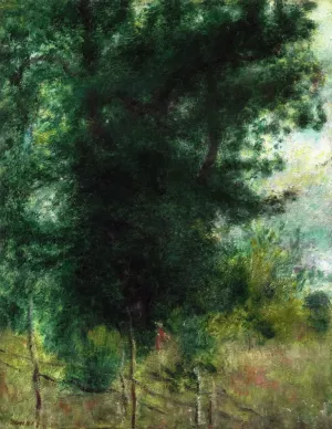A Fence in the Forest by Pierre-Auguste Renoir - Oil Painting Reproduction