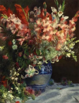 Gladiolas in a Vase by Pierre-Auguste Renoir - Oil Painting Reproduction