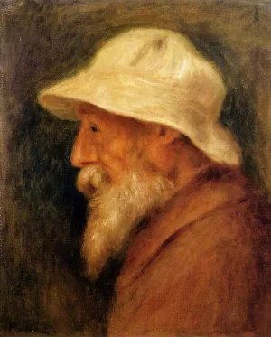 Self Portrait with a White Hat by Pierre-Auguste Renoir - Oil Painting Reproduction