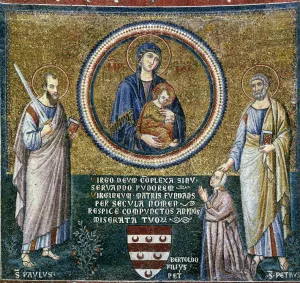 Apse: St Peter Recommending Bertoldo Stefanschi to the Virgin by Pietro Cavallini - Oil Painting Reproduction