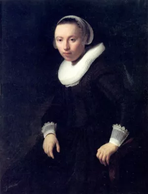 A Portrait of a Young Woman by Rembrandt Van Rijn - Oil Painting Reproduction