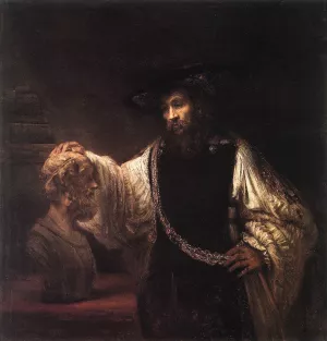 Aristotle with a Bust of Homer by Rembrandt Van Rijn - Oil Painting Reproduction