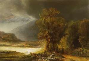 Landscape with the Good Samaritan by Rembrandt Van Rijn - Oil Painting Reproduction
