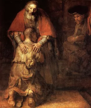 The Return of the Prodigal Son Detail by Rembrandt Van Rijn - Oil Painting Reproduction