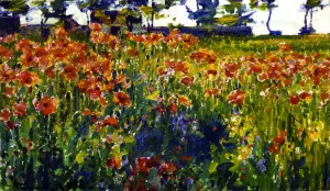 Poppies in France by Robert Vonnoh - Oil Painting Reproduction