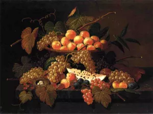 Still Life with Fruit and Nest by Severin Roesen - Oil Painting Reproduction