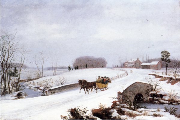 Oil Painting Reproduction Sleigh Ride on a Gray Day by Thomas Birch