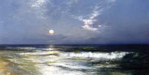 Moonlit Seascape by Thomas Moran - Oil Painting Reproduction