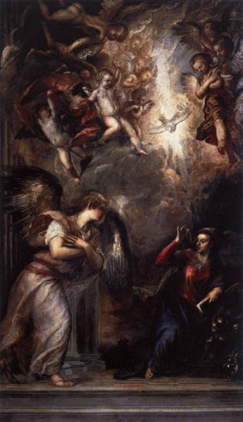 Oil Painting Reproduction The Annunciation by Tiziano Vecellio