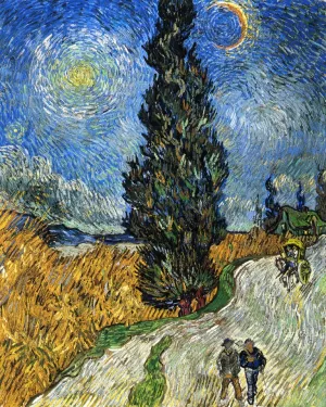 Cypress against a Starry Sky also known as Road with Cypresses by Vincent van Gogh - Oil Painting Reproduction
