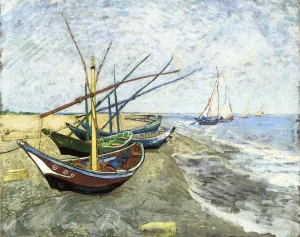 Fishing Boats on the Beach at Les Saintes-Maries-de-la-Mer by Vincent van Gogh - Oil Painting Reproduction