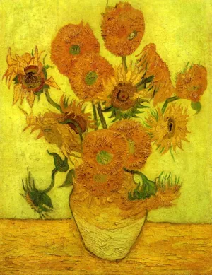 Still Life: Vase with Fourteen Sunflowers by Vincent van Gogh - Oil Painting Reproduction