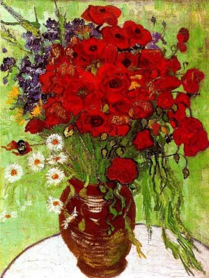 Vase with Daisies and Poppies by Vincent van Gogh - Oil Painting Reproduction