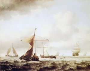 A Brisk Breeze by Willem Van De Velde The Younger - Oil Painting Reproduction