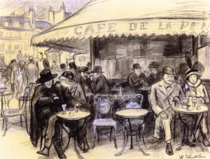 A Cafe de la Paix by William Glackens - Oil Painting Reproduction