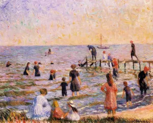 Bathing at Bellport, Long Island by William Glackens - Oil Painting Reproduction