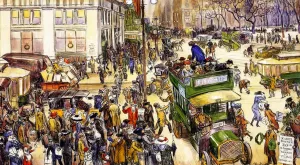 Christmas Shoppers, Madison Square by William Glackens - Oil Painting Reproduction