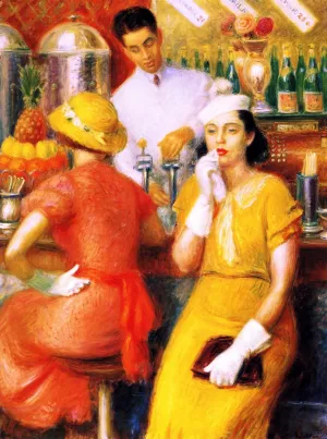 The Soda Fountain by William Glackens - Oil Painting Reproduction